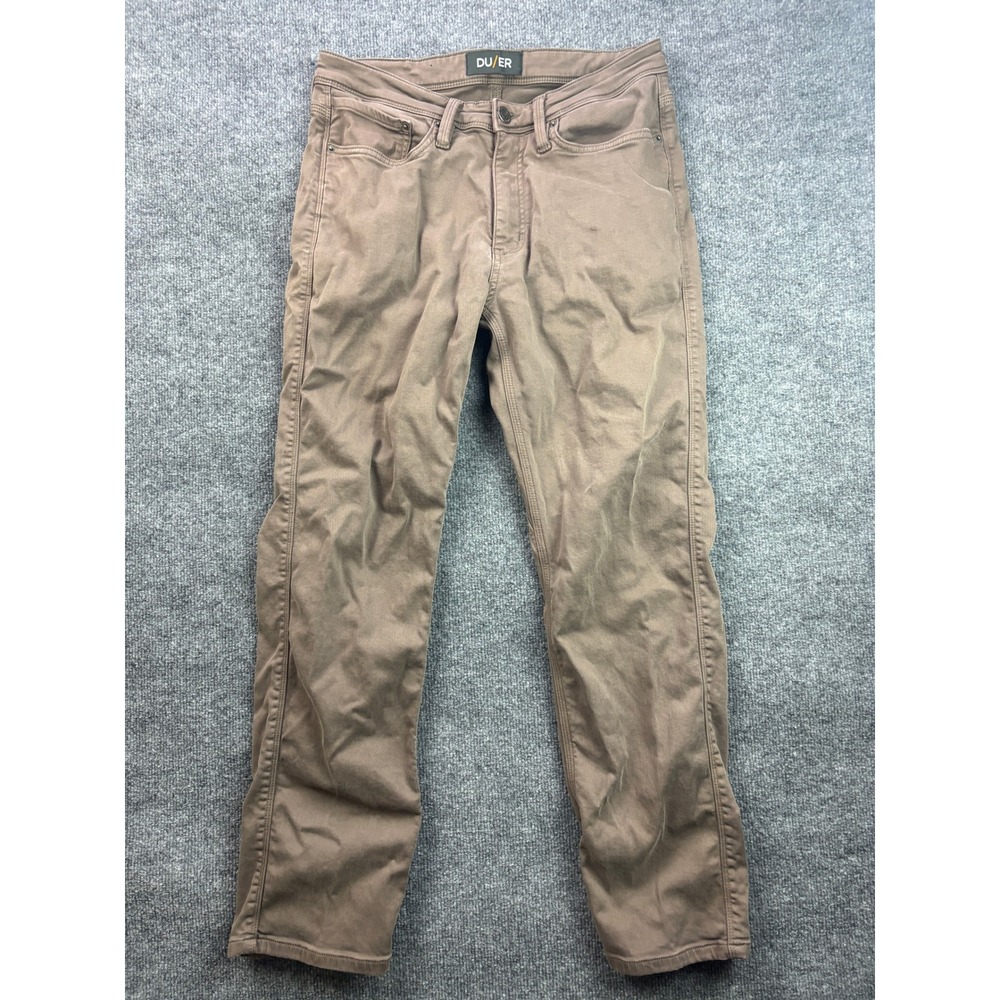DU/ER Performance Denim Pants Mens 32 Brown Slim Straight Stretch 6641